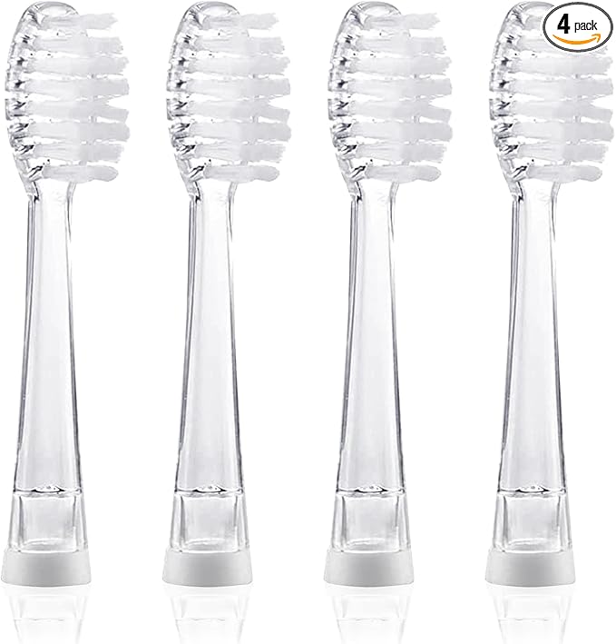 Toothbrush Replacement Heads - SG977 SG513 - SEAGO Kids Toothbrushes Heads for Toddlers - Compatible with SEAGO Electric Toothbrushes Kids (White, 4-Pack)
