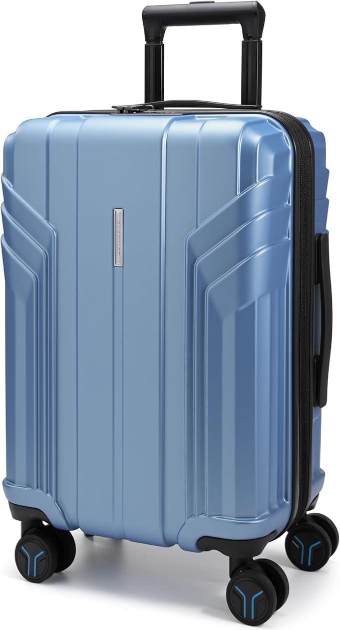 BAGSMART Expandable Carry On Luggage 22x14x9 Airline Approved, 1OO% PC Lightweight Hard Shell Suitcase, 20 Inch Travel Luggage with Spinner Wheels, Waterproof Rolling Suitcase,Blue