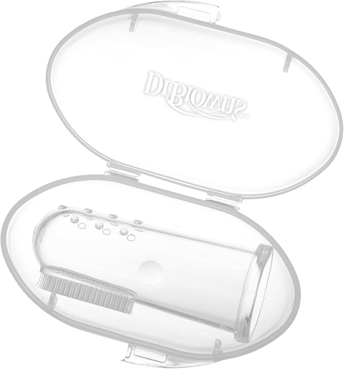 Dr. Brown's 100% Silicone Baby Finger Toothbrush and Toothpaste Set, 2-Pack Toothbrush with Storage Case, Fluoride-Free Apple Pear Toddler Toothpaste