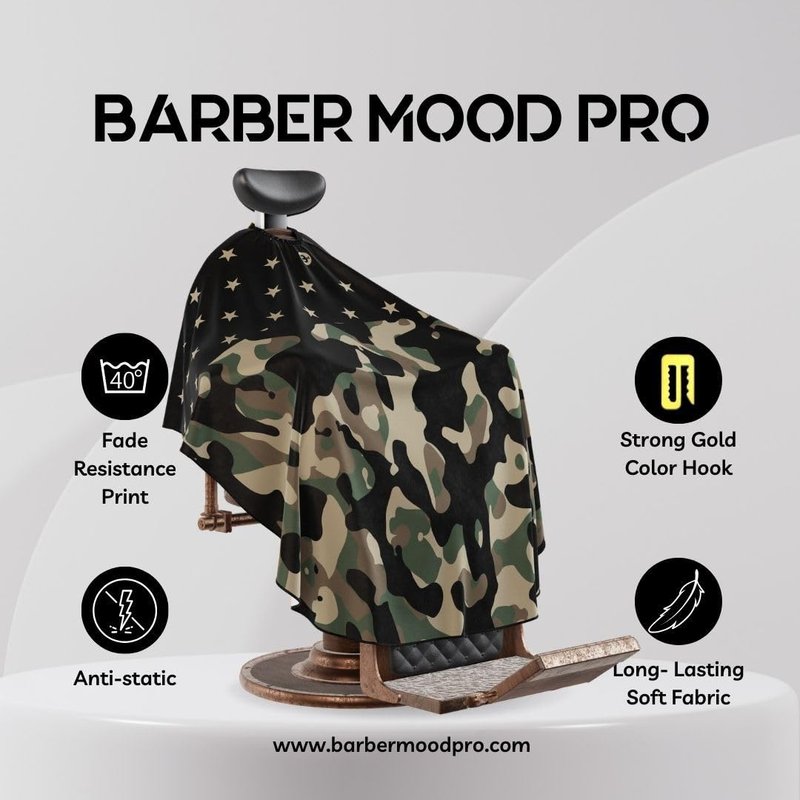 Professional Barber Cape - Hair Cutting Cape with Adjustable Neck Closure, Salon Quality Styling Cape for Hairdressers and Barbers - Army