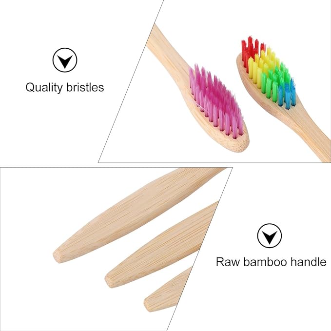 Natural Toothbrushes 10pcs Soft Bristle Fiber Handles Lightweight Travel Oral Care Set for Adults