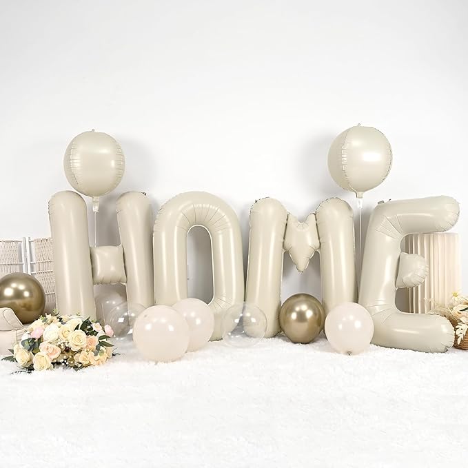 Cream HOME Balloons,40 Inch Welcome HOME Letter Balloon Beige for Housewarming Homecoming Party Decorations