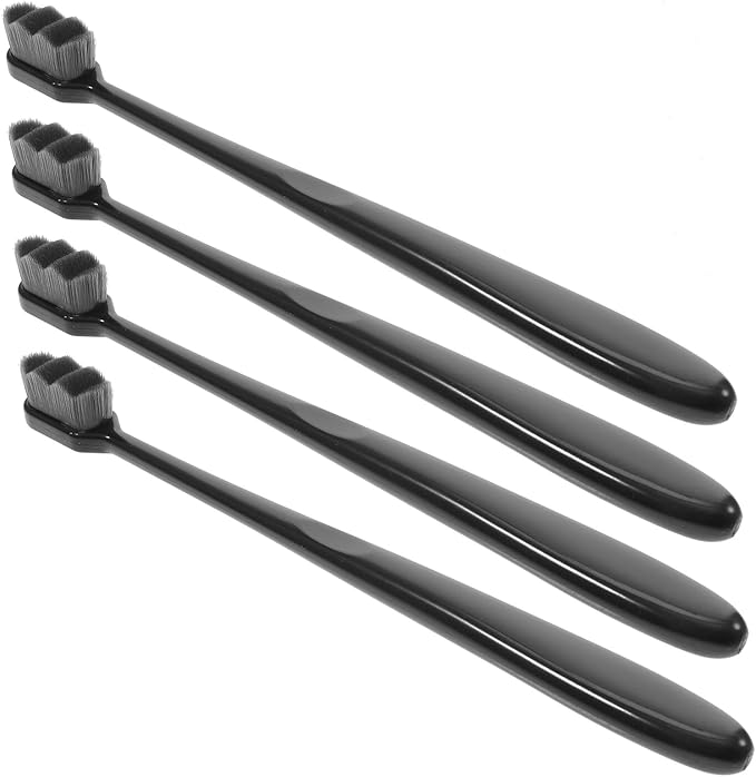 Soft Bristle Toothbrushes for Adults and 4pcs Extra Soft Bristles Black Handle Wave Design Travel Manual Toothbrushes for Sensitive Gums and Daily Oral Care Random Random Color