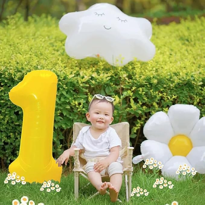 40 inch Yellow Number Balloon Giant Foil Helium Balloons Number 1 Balloon for 1st Birthday Party Decorations