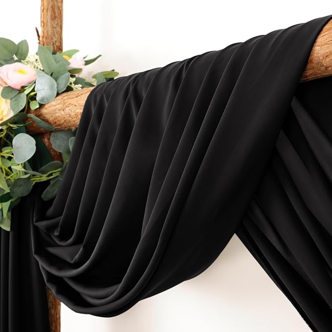 Wedding Arch Draping Fabric 30'' x 18FT Sheer Chiffon Arch Drape Backdrop 1 Panel Black Drape for Easter Bridal Shower Baby Shower Photo Booth Church Decor Birthday Party Outdoor Decoration