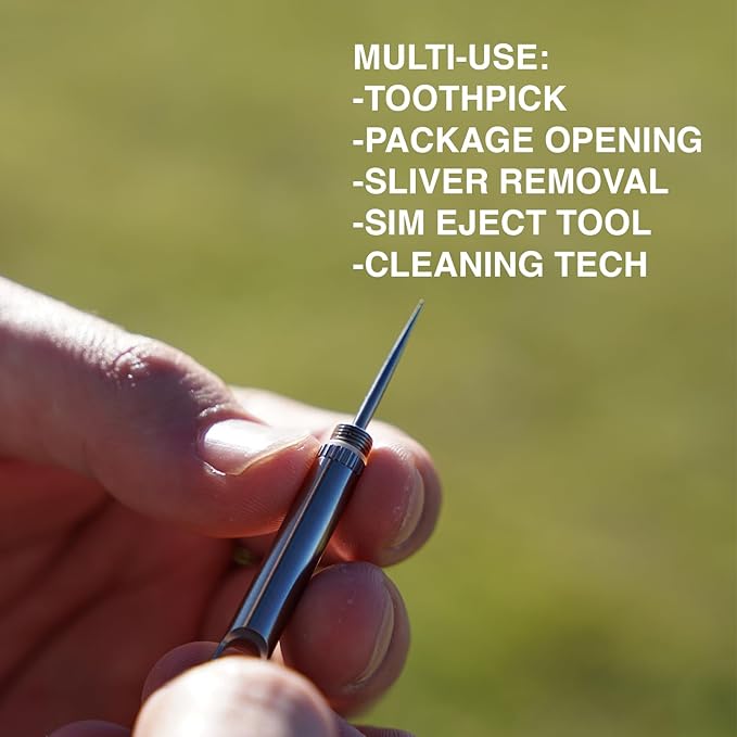 DAILYCARRYCO. TiPick Titanium Toothpick Holder - Portable Metal Travel Toothpick - Reusable EDC Micro Toothpick - Compact & Convenient - Carry On-the-Go - Titanium Construction, Black