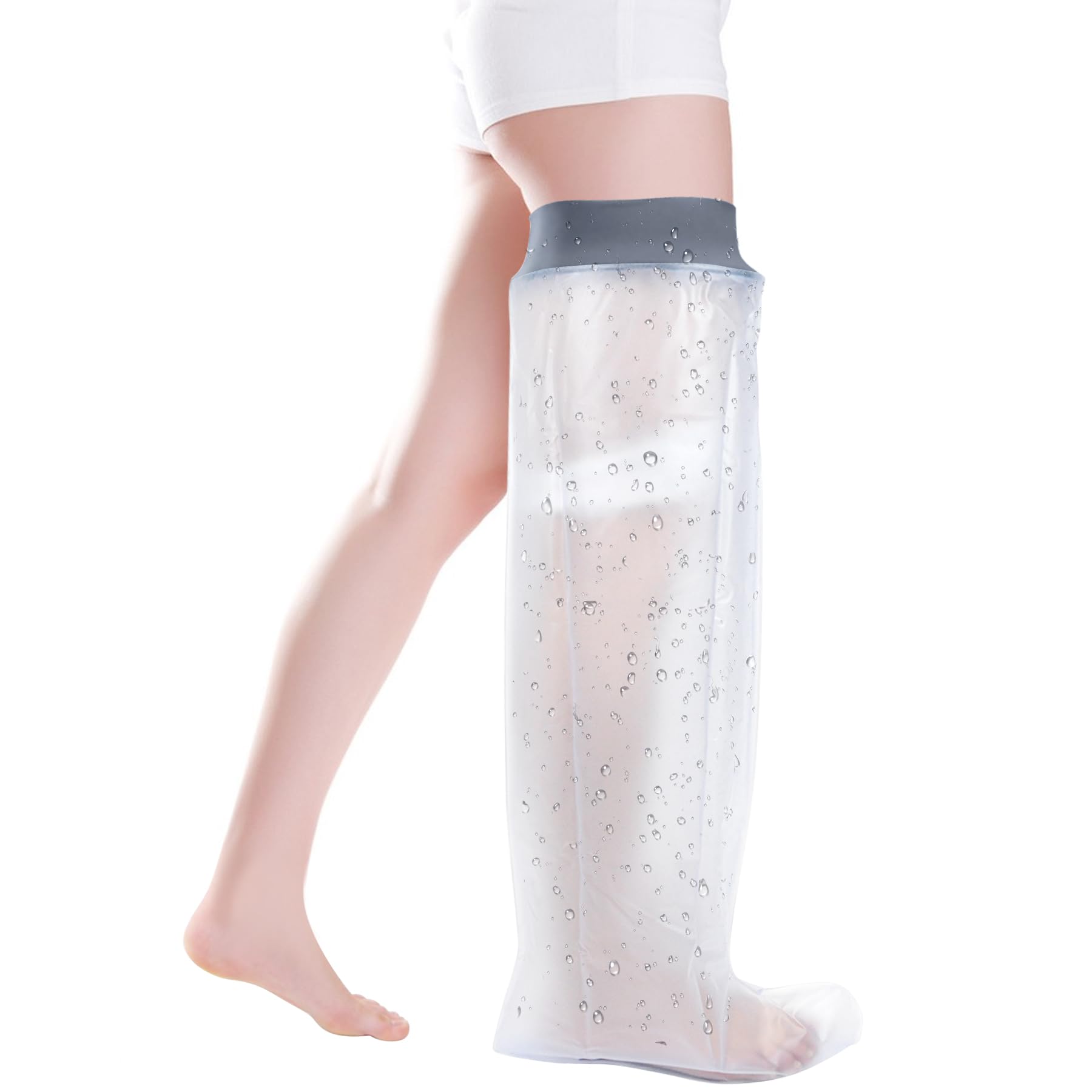 COMFYTHERA Waterproof Cast Cover for Shower Ankle Wound Protector Bath Adult Watertight Cast Bag Showering for Surgery Foot, Ankle, Burns Reusable (C-Long Leg S)