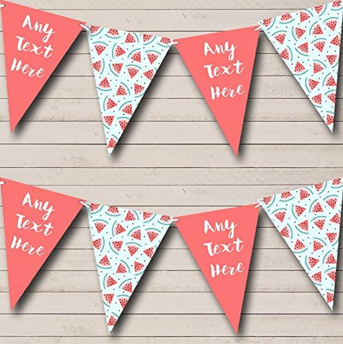 Coral Tropical Watermelon Personalized Birthday Party Bunting - Hanging Party Decoration - Birthday Party Banner Garland | Decorative Party Supplies
