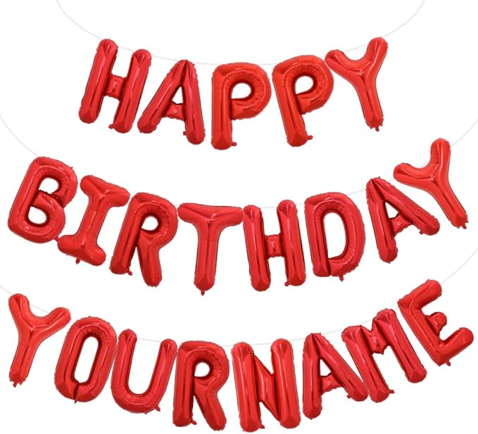 TONIFUL 65 Pcs 16 Inch Red Happy Birthday Balloons and 2 Sets A-Z Foil Letters Balloons DIY Personalized Phrase Banner for Birthday Celebration Halloween Thanksgiving Christmas Party Decorations