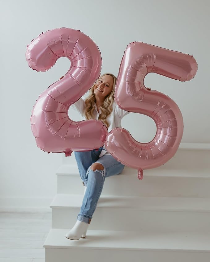 Pearlescent Pink Number 5 Balloon 40 Inch, 5 Balloon Number, 5th Birthday Decorations, Pearlescent Pink Party Supplies for Boys Girls