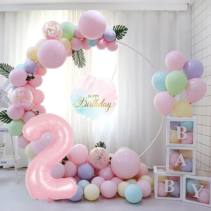 TONIFUL 40 Inch Pastel Pink Number 2 Balloon Balloon Big Pink Digital 2 Balloon for Girl's Birthday Party Wedding Bridal Shower Engagement Anniversary Photo Shoot Supplies