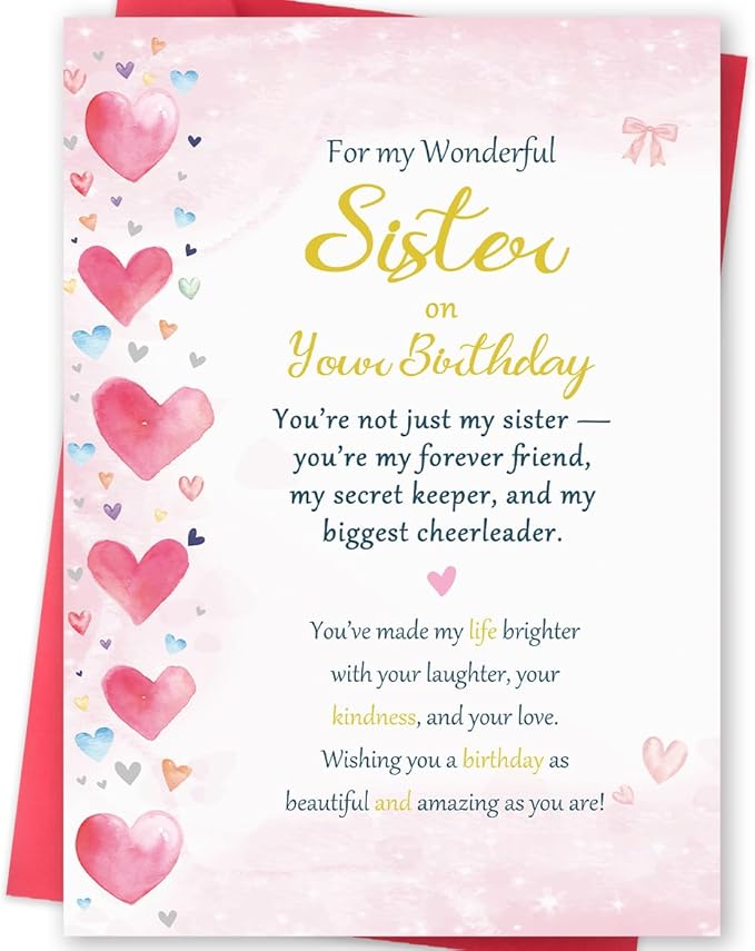 Sister Birthday Card, Funny Birthday Card Gifts for Sister, Happy Birthday to A Cute Women Girl