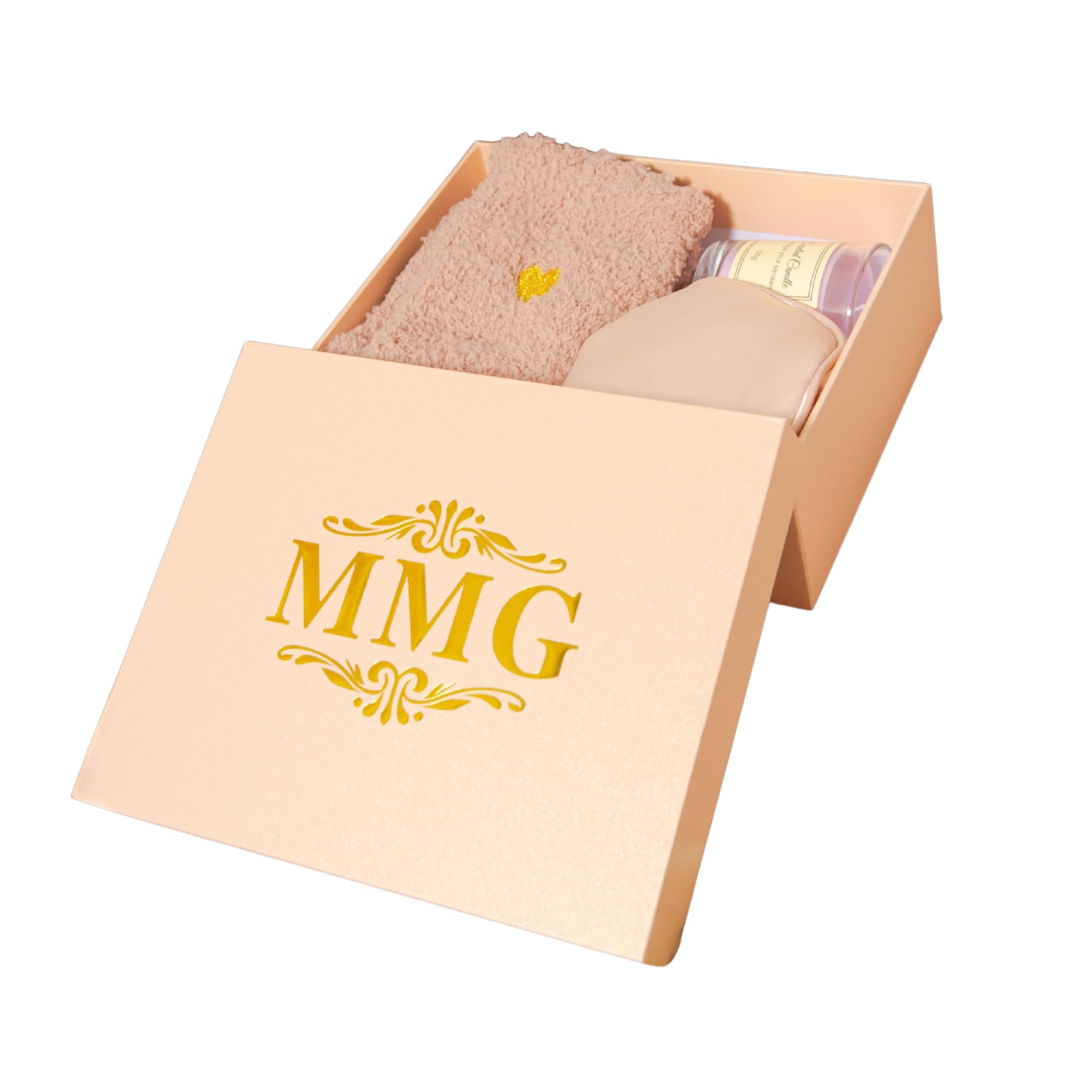 Spa Gift Set for Women – Self Care Gift Basket with Candle, Cozy Socks & Silk Eye Mask – Birthday Gifts for Women, Stress Relief, Relaxation Gifts for Her, Mom, Wife (Blush Pink)