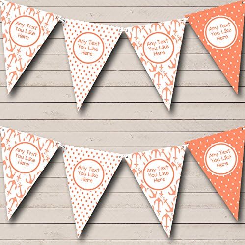 Sailing Nautical Beach Seaside Coral Personalized Birthday Party Bunting - Hanging Party Decoration - Birthday Party Banner Garland | Decorative Party Supplies