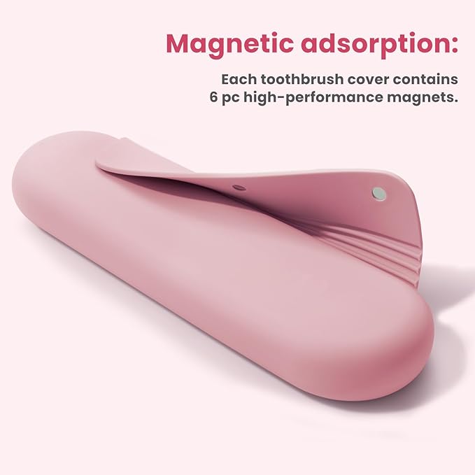 Silicone Electric Toothbrush Travel Cover, Toothbrush Travel Containers Bag Case,Keeps Toothbrush Fresh and Clean, Fits Most Manual and Electric Toothbrushes - Pink