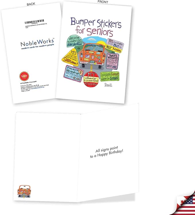 NobleWorks Assortment Pack of 3 Humorous Birthday Greeting Cards with Envelopes (3 Designs, 1 Each) Senior Life VC7957BDG-C1x3