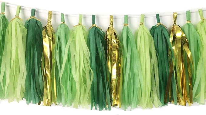 20PCS Green Paper Tassels Garland Banner Table Decor Party Tassels Banner Wedding Birthday Baby Shower Nursery Party Decorations Supplies