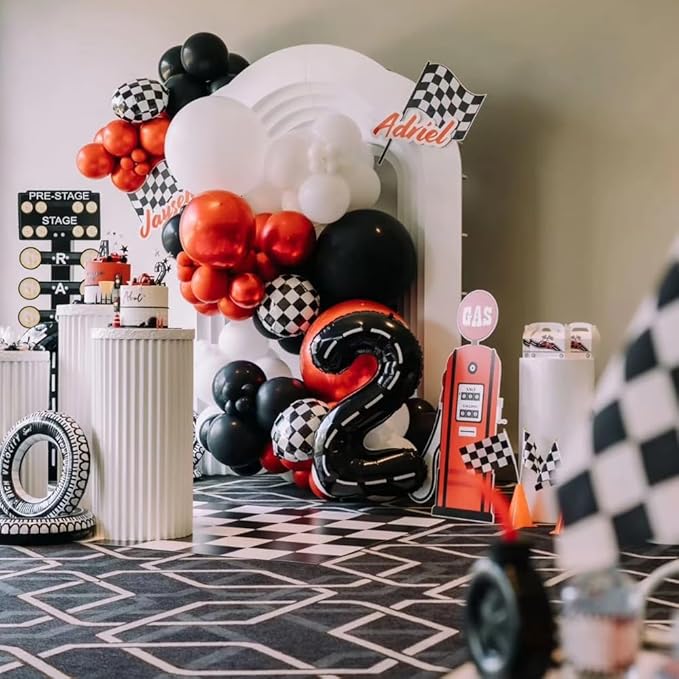 40 Inch Race Car Black Number Balloons Race Car Birthday Party Balloons Large Black Number 5 Balloons Boys 5th Birthday Party Race Car Theme Party Decorations Supplies（Digital 5）
