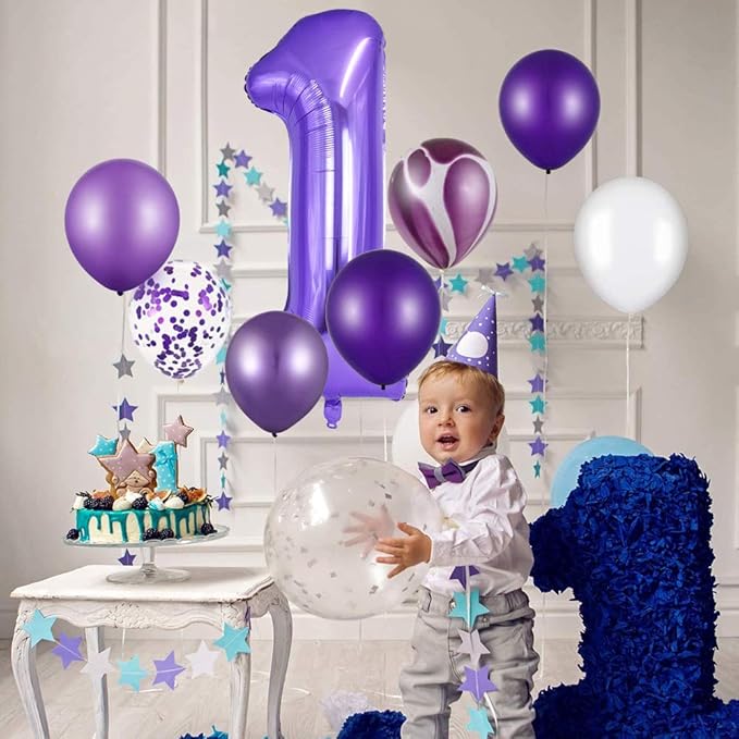 TONIFUL 40 Inch Purple Large Numbers Balloon 0-9 Birthday Party Decor,Foil Mylar Big Number Balloon Digital 8 for Birthday Party,Wedding, Bridal Shower Engagement Photo Shoot, Anniversary