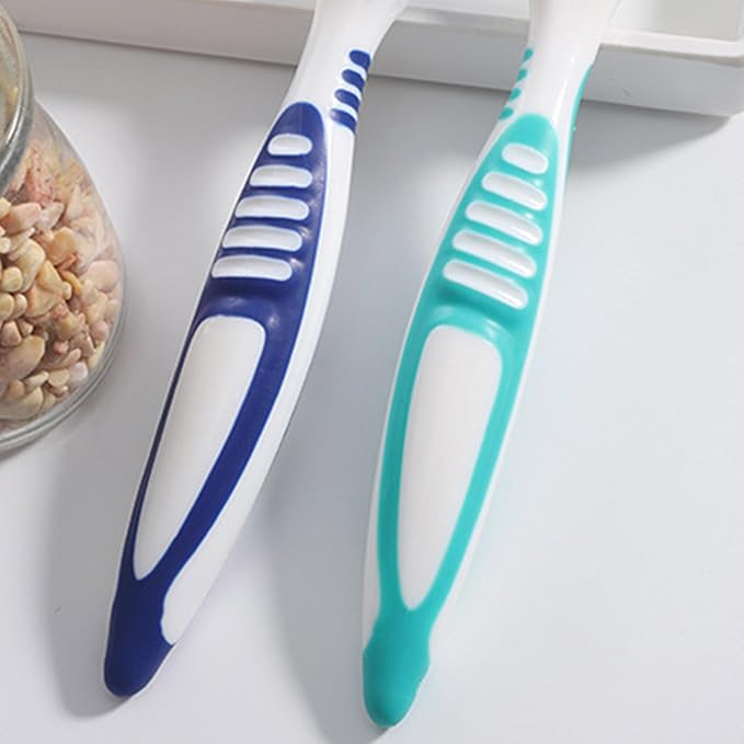 Denture Brush False Teeth Toothbrush Multi-Layered Bristles & Portable Duals Sided Denture Toothbrushes Soft Adults with Case