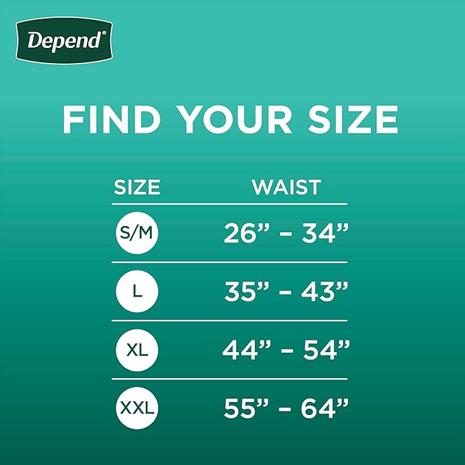 Depend Fresh Protection Adult Diapers, Incontinence Underwear for Men, Disposable, Maximum, Large, Grey, 28 Count, Packaging May Vary