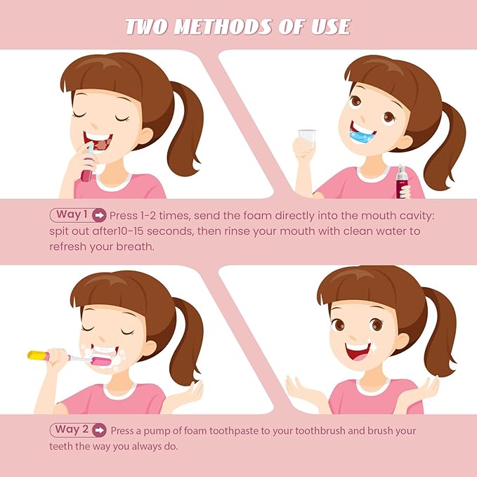 Fluoride Free Foam Kids Toothpaste - Natural Teeth Clean and Whitening Toothpaste with Strawberry and Blueberry Mint Flavor for U Shaped Toothbrush Travel Size (Strawberry+Blueberry)