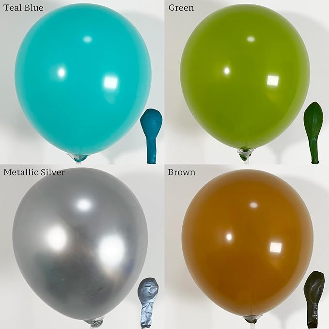 127Pcs Video Game Balloon Arch Garland Kit with Green Teal Blue Brown Metallic Silver Balloons, for Gaming Theme Party Decor, Birthday Party Supplies, Kids' Party Crafts and Decorations
