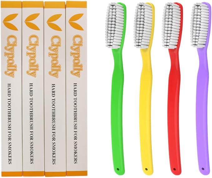 Hard & Firm Toothbrush Stiff Bristle Brush for Smokers Oral Care Teeth Whitening Cleaning for Adult Travel Pack of 24