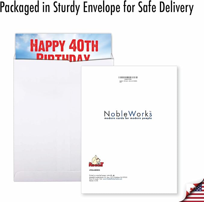 NobleWorks - 40th Funny Birthday Greeting Card (8.5 x 11 Inch) - 40 Years Old, Big Milestone Birthday Humor Card from Group - See You Soon 40 J9064MBG