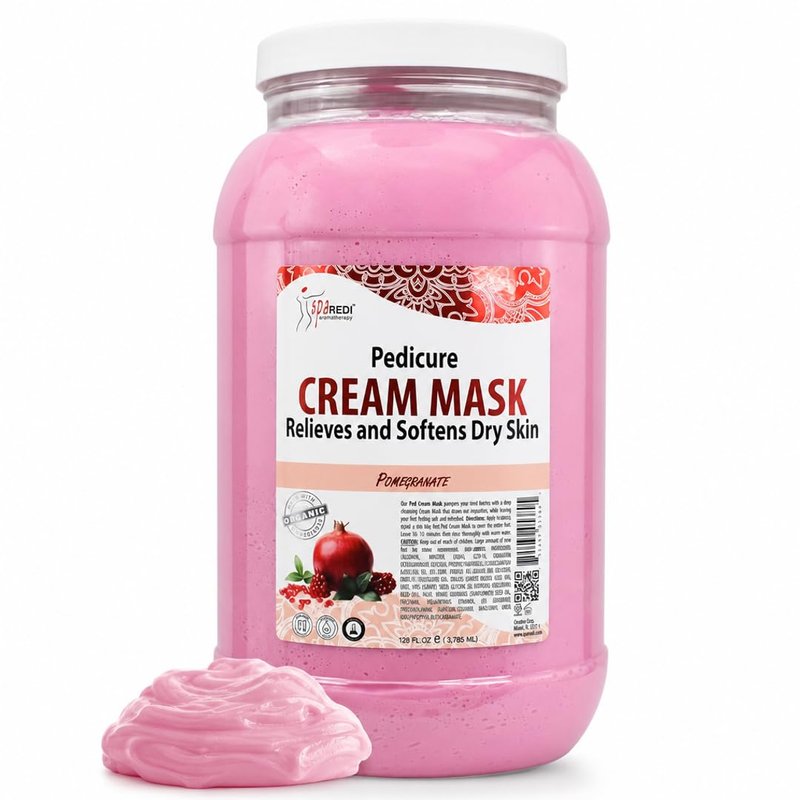 SPA REDI Hydrating Cream Mask & Massage Lotion – Hyaluronic Acid, Amino Acids & Pomegranate | Alcohol-Free Moisturizer for Dry Skin, Calluses & Post-Exfoliation | Professional Salon Use | 128 oz