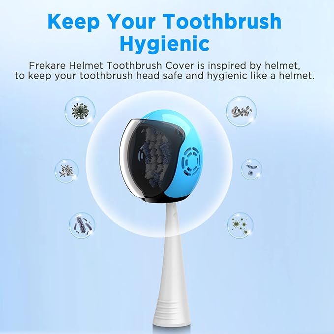 Helmet Toothbrush Covers Caps, Toothbrush Head Protector for Household Travel, Fits Most Manual and Electric Toothbrushes, 6 Count (Black, White, Grey, Blue, Pink, Red)