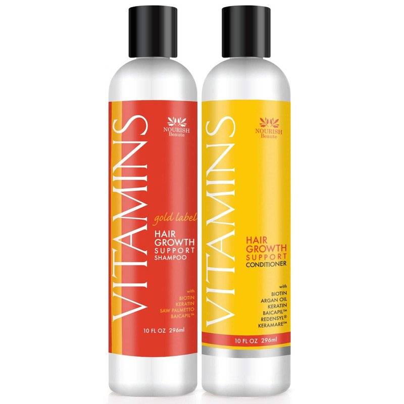 Nourish Beaute Vitamins Premium Shampoo and Conditioner Set for Hair Loss that Promotes Hair Regrowth For Men and Women, 2 Pack, 10 Ounces Each
