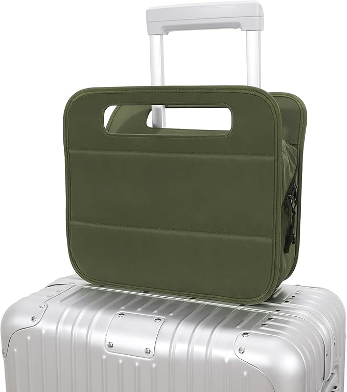 CONTAIL 13 Inch 3L 4-in-1 Travel Essentials Organizer, Small Business Handbag, Suitcase Drink Holder,Phone Tablet Holder,Airport Accessories Storage,Army Green