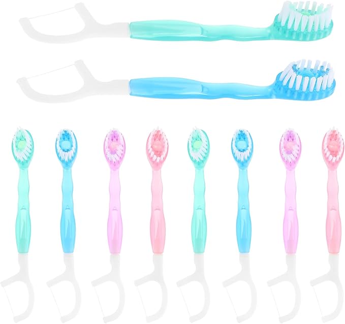 Disposable Soft Bristle Toothbrushes 10pcs Mini Travel Size Portable Oral Care Kit for Outdoor Hotel Use with Floss
