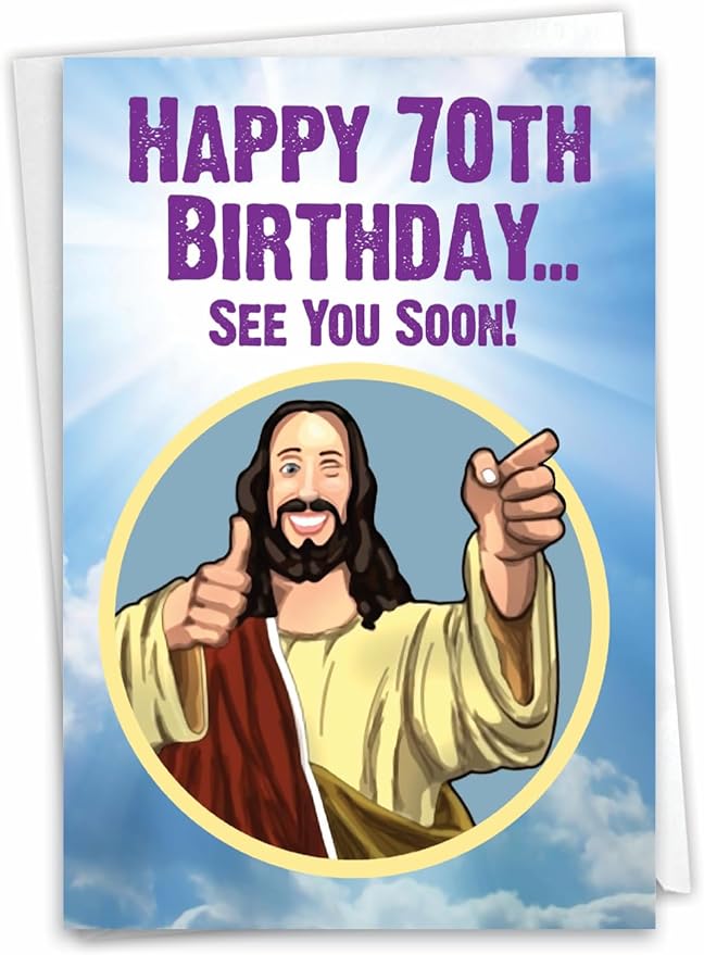 NobleWorks Humorous 70th Milestone Birthday Paper Card with 5 x 7 Inch Envelope (1 Card) See You Soon - 70 C10007MBG