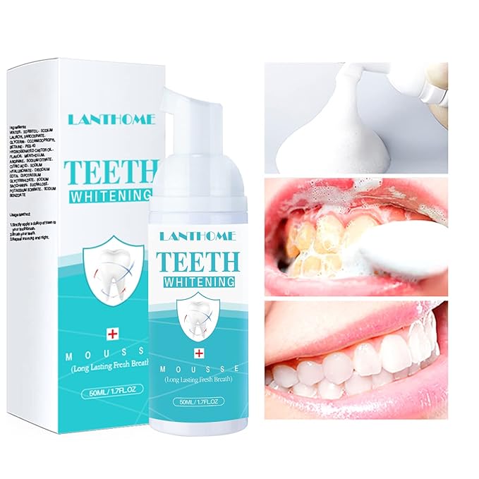 LANTHOME White Foam Teeth Whitening Products (3PCS) Easy to Use Teeth Whitener Foam for White Teeth-Tooth Whitening Mousse