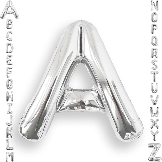 AULE 40 Inch Big Letter Balloon Silver A Large Foil Helium Alphabet Balloons A-Z for Birthday Anniversary Graduation New Year Party Decoration Supplies