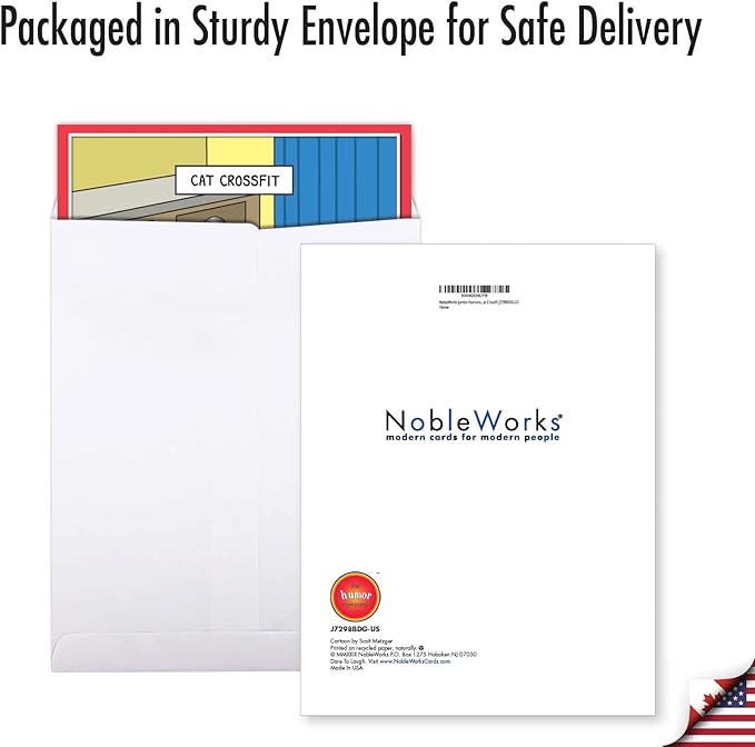 NobleWorks Jumbo Humorous Birthday Greeting Card From Us 8.5 x 11 Inch with Envelope forMen and Women (1 Pack) Big, Jumbo Bday Cat Crossfit J7298BDG-US