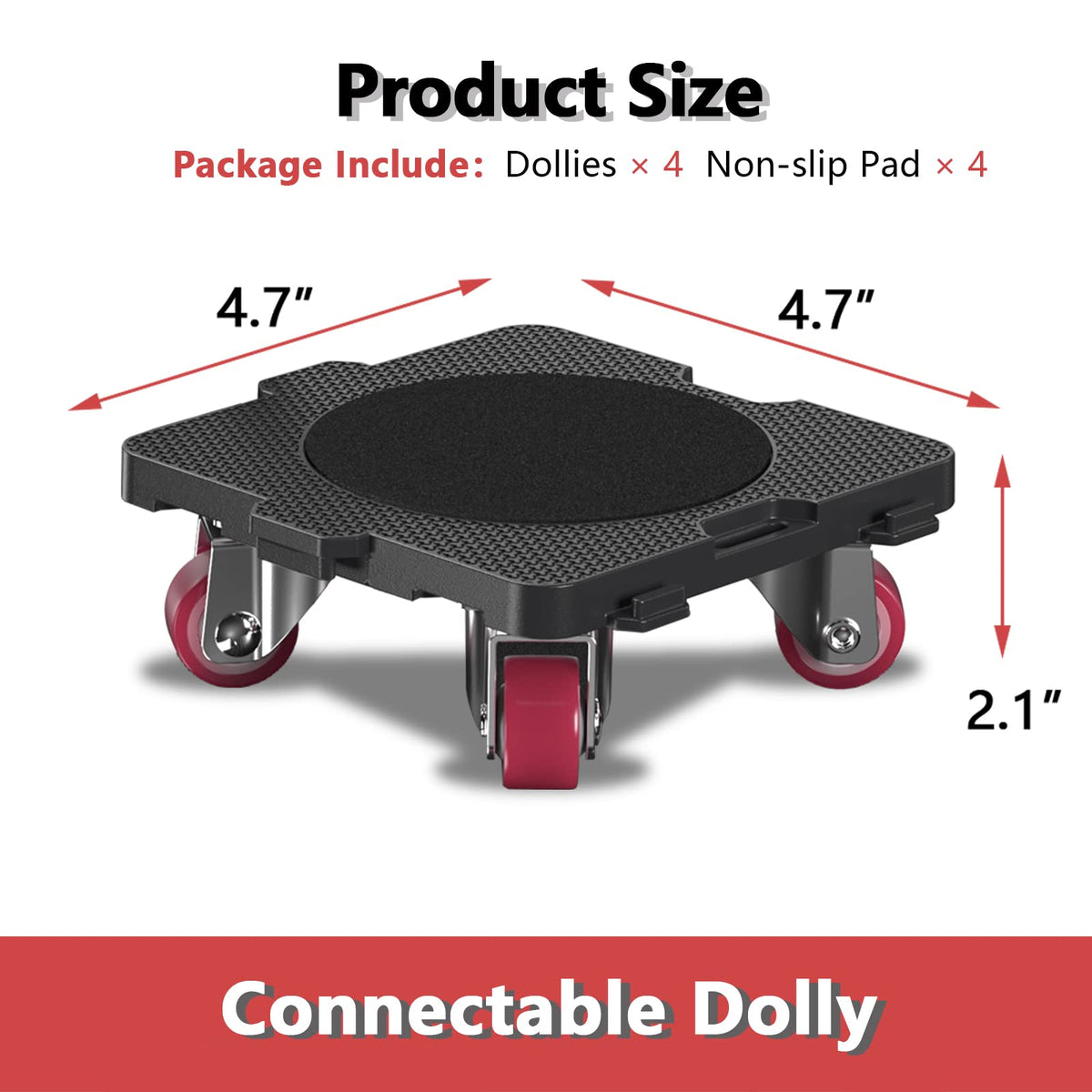 ONEON Add-on 4Pack Connectable Dolly Furniture Movers with 360° Rotating Wheels