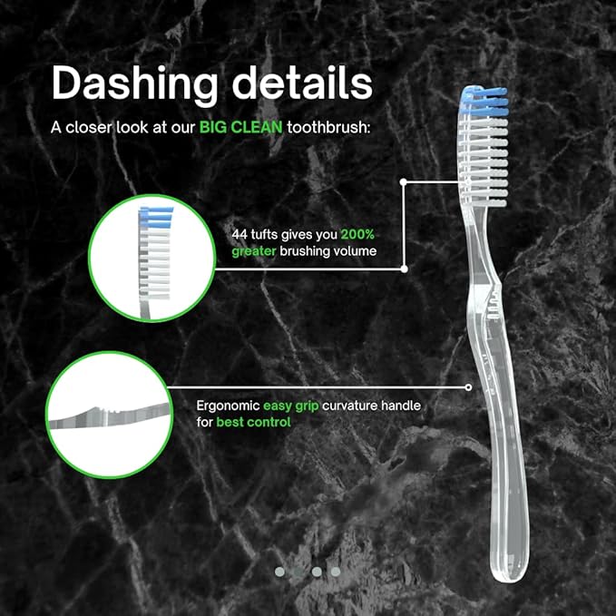 Dr. Nicks White & Healthy The Big Clean Large Toothbrush Medium Soft - Bulk Toothbrushes (4 Pack) - Dentist Designed Deep Gum Toothbrush - Large Head Medium Soft Toothbrushes for Adults