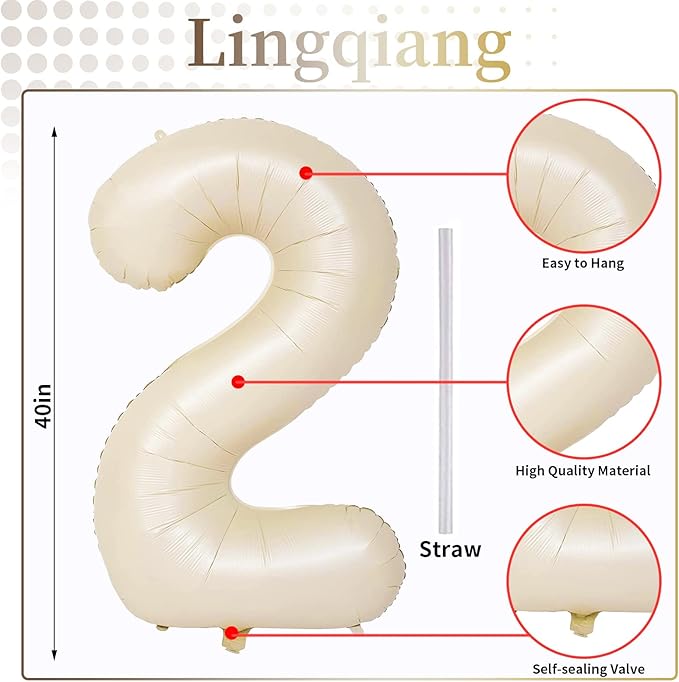Cream 21st Birthday Balloons for Her, 40 Inch Beige Foil 21 Balloon Numbers for Boys Girls, Ivory White Birthday Party Balloons Numbers 2 and 1 for Women Men 12th 21st Anniversary Decorations Supplies