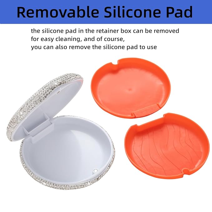 Retainer Case Cute Mouse Guard Case Slim Aligner Case Compatible with Invisalign Bling Night Guard Case Orthodontic Retainer Box Magnetic Denture Holder (Black)