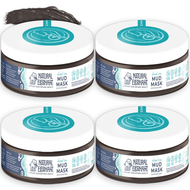 Natural Elephant Dead Sea Mud Mask (40oz (Pack of 4 9.9oz Jars))