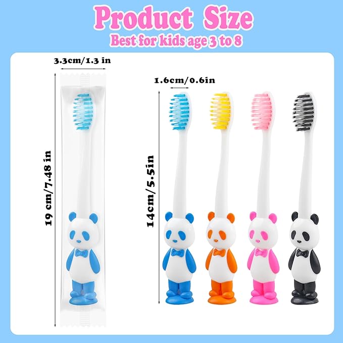 Disposable Toddler Toothbrush Kids Bulk Pack of 20,Suction Cup Bulk Children Toothbrushes for Kid Age 2+ Individually Wrapped Animal Toothbrush for Boys,Girls,for Home,School,Camp,Daycare,Travel