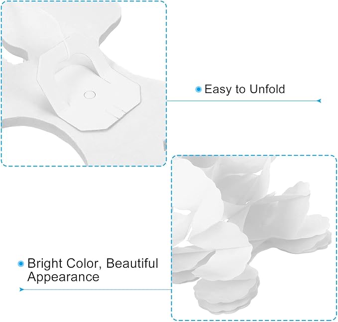 PATIKIL 9.8ft Four-Leaf Garland, 6 Pack Tissue Paper Hanging Flower Garland Reusable Streamers for Party Wedding Backdrop Decorations, White