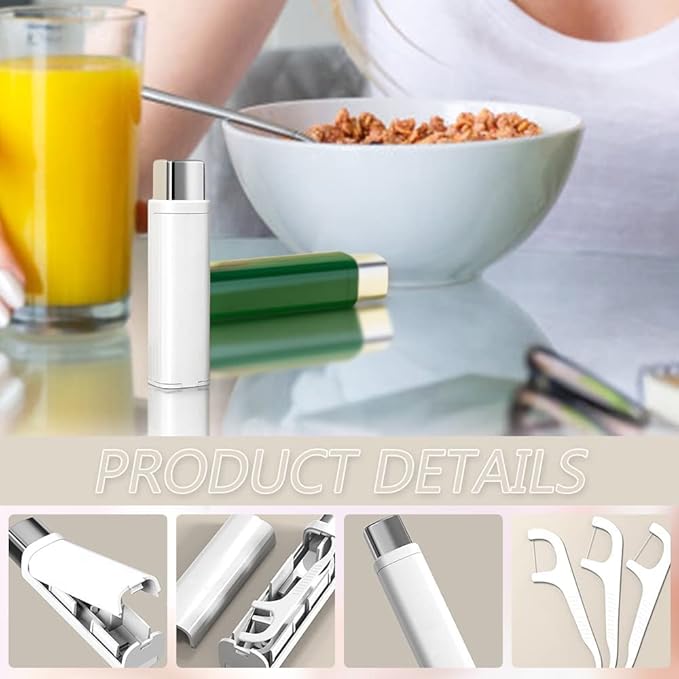 Portable Floss Dispenser with 100 Pcs Dental Floss, Dental Floss Dispenser Dental Floss Picks Case,Portable Automatic Floss Dispenser Floss Organizer Travel Floss Case (Green-2PCS)