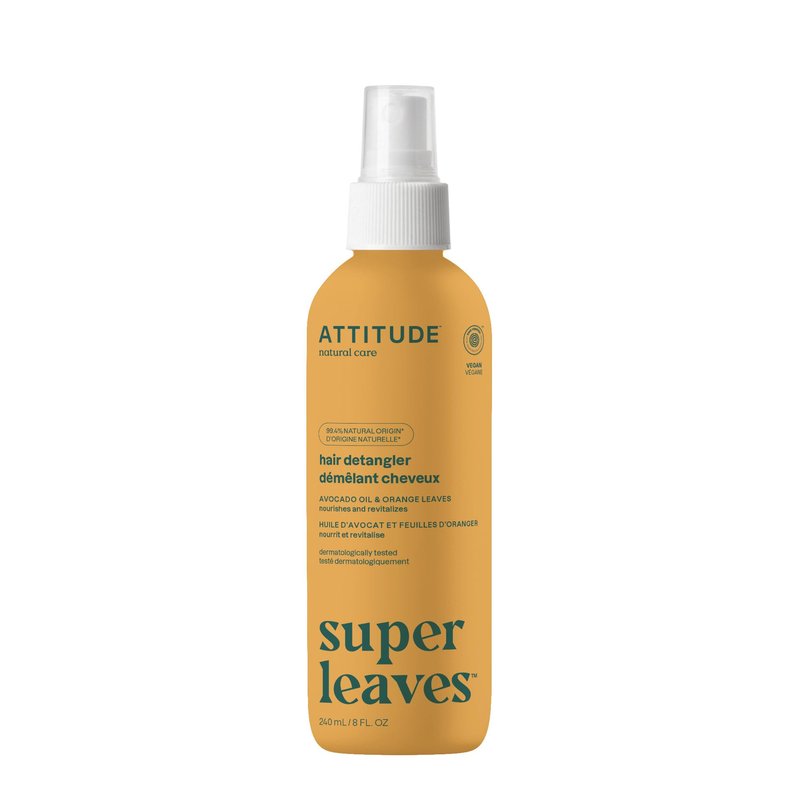 ATTITUDE Detangling Spray, EWG Verified, Vegan & Plant-Based Hair Care, Leave-In for Smooth & Manageable Hair, Orange Blossom & Eucalyptus, 8 Fl Oz