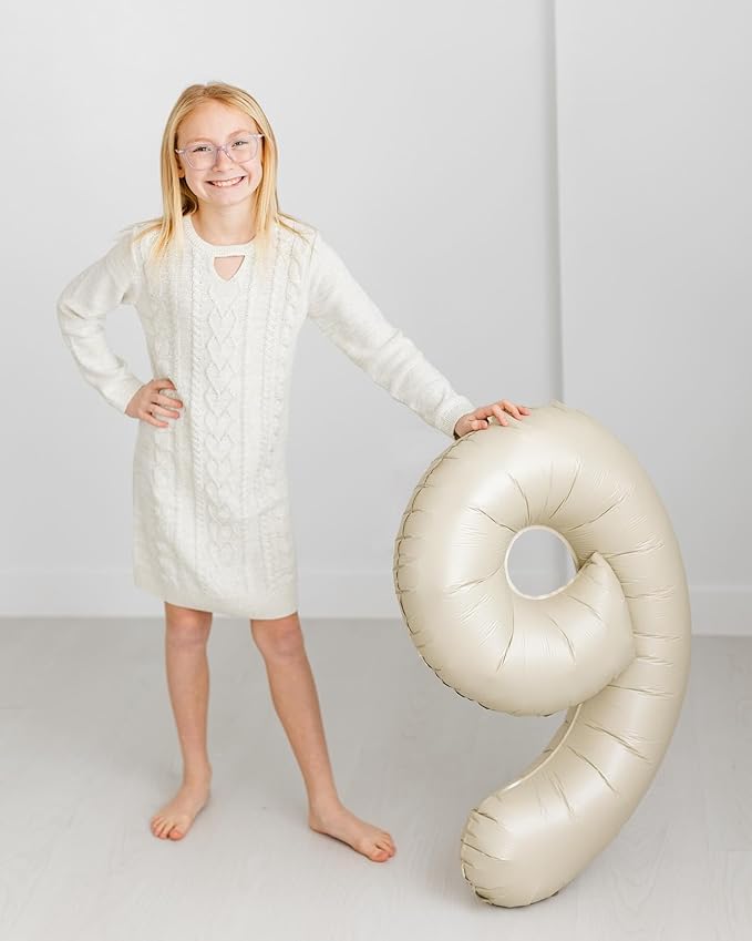 Cream Number 8 Balloon 40 Inch, 8 Balloon Number, 8th Birthday Decorations, Cream Party Supplies for Boys Girls