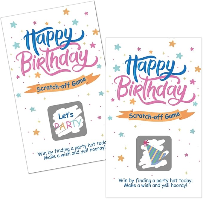Haizct 50 Pack Adult Happy Birthday Day Party Game Scratch Off Cards, Funny Christmas Holiday Special Event Raffle Tickets Drawing, Birthday Raffle Tickets Party Supplies, Groups Raffles
