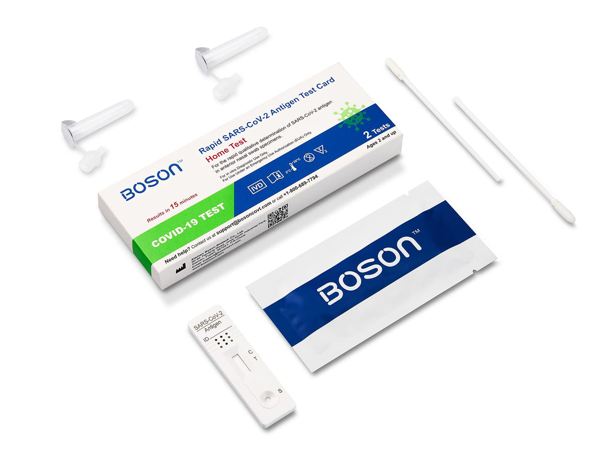 BOSON Rapid SARS-CoV-2 Antigen Test Card, FDA EUA Authorized OTC at-Home Self test, Results in 15 Minutes, Convenient and Comfortable to use 8 Tests
